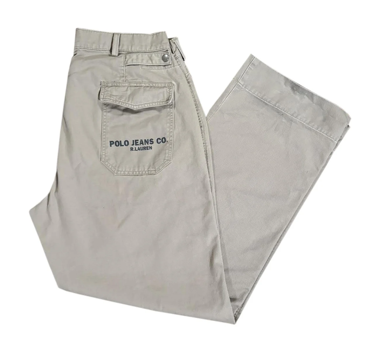 Vintage Polo Jeans Co. Khaki Cargo Pants (Size 34 x 32) — RootsBK